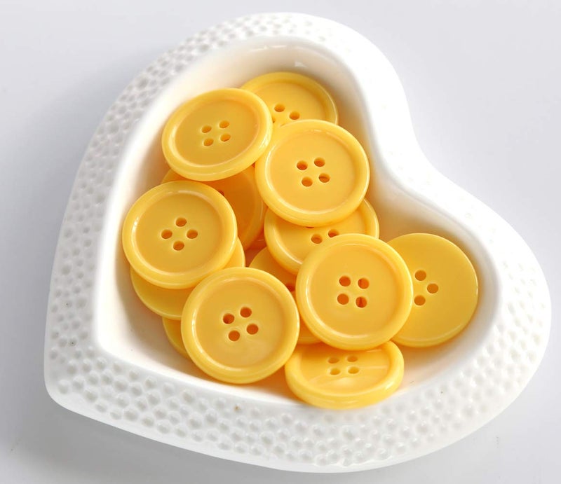 GANSSIA 1 Inch (25mm) Yellow Buttons Sewing Flatback Button for Sewing or DIY Crafts Pack of 50 - Image 2